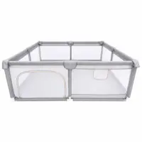 Tarc de joaca pentru copii Grey, intrare laterala prevazuta cu fermoar, buzunar exterior pentru depozitare accesorii, dimensiune 180 x 200 cm
