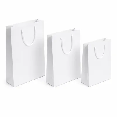 Pungi cadou dreptunghiulare uni - alb (set 12 buc)