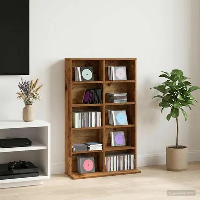 vidaXL Dulap pentru CD-uri Lemn vechi 65 x 23,5 x 97,5 cm