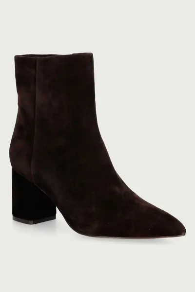 Twinset botine cu toc pentru femei din piele întoarsă