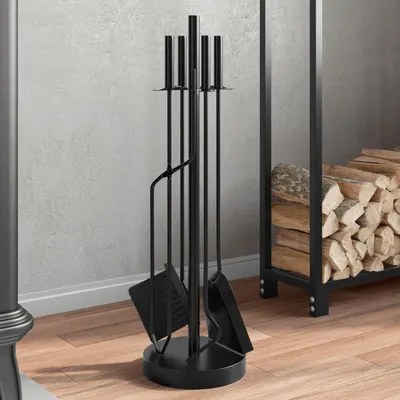 vidaXL Set scule pentru șemineu, 5 piese, 18x66 cm, oțel