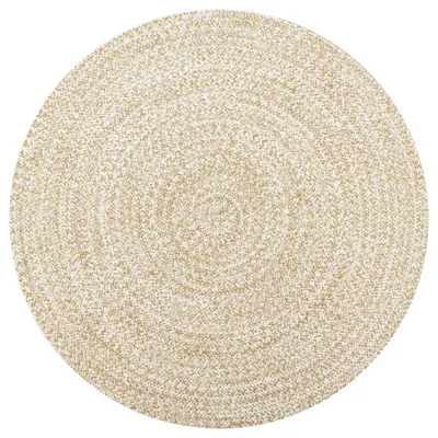 vidaXL Covor manual, alb și natural, 90 cm, iută