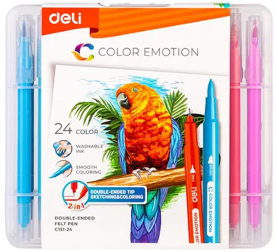Carioci Deli Color Emotion - EC151-24, 24 culori, cu doua varfuri