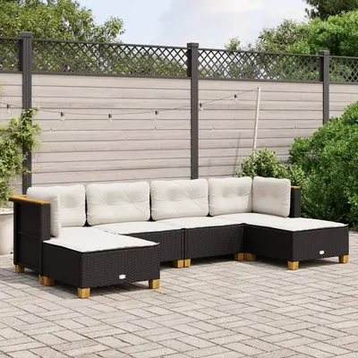 Gossi set mobilier de gradina cu perne, 6 piese, negru, poliratan