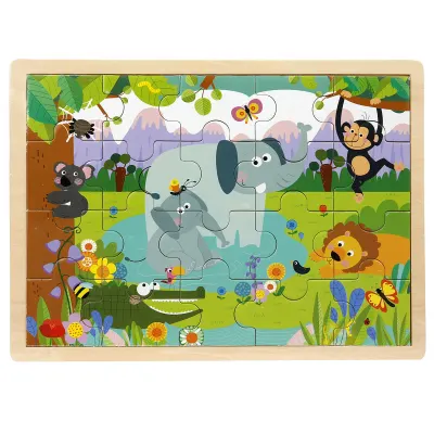 Puzzle din lemn, Animale salbatice, 20 piese