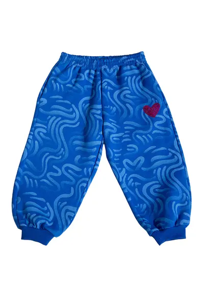 Pantaloni sport lejeri cu model - Albastru