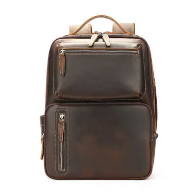 Rucsac pentru barbati, Mael GT3327, piele naturala, Maro