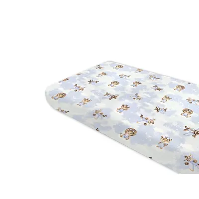 Cearceaf cu elastic, Qmini, Pentru pat 160x80 cm, Din bumbac certificat Oeko Tex Standard 100, Sky Adventure