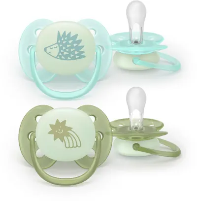 Suzete Philips Avent Ultra Soft - Night, 0-6 luni, arici/stea