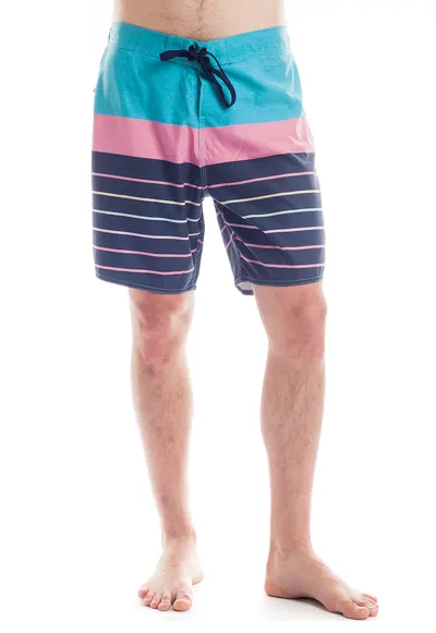 Pantaloni scurti de baie cu design colorblock Lano - Albastru/Rozsddf - Roz/Albastru