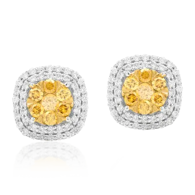 Cercei din aur alb cu fancy diamond de 0.568ct si diamante de 0.426ct