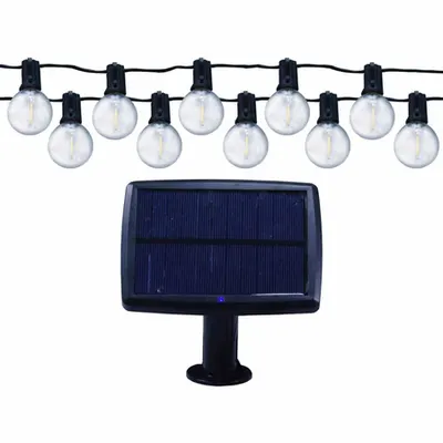 Ghirlanda, Instalatie luminoasa solara HEPOL, 10 becuri LED, G40, 2700K, negru