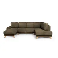 Colțar verde extensibil cu tapițerie din catifea reiată (cu colț pe partea dreaptă/în formă de "U") Tori – Bonami Selection
