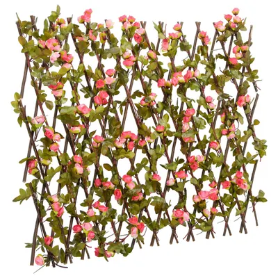 vidaXL Spalier cu iederă artificială extensibil, roz închis, 180x60 cm