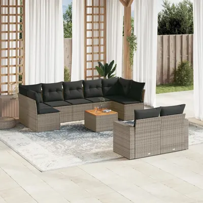 Gossi set mobilier de gradina cu perne, 10 piese, gri, poliratan
