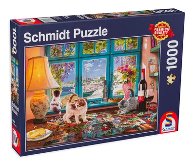 Puzzle Schmidt din 1000 de piese - Pisoiasi pe masa