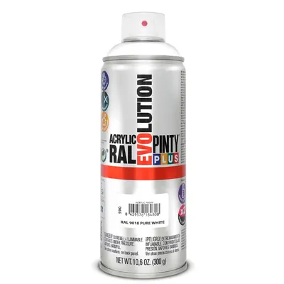 Spray Vopsea acrilica alb lucios, interior / exterior, ral 9010, 400 ml, Pintyplus