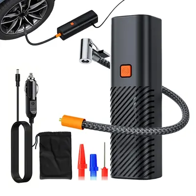 Compresor auto portabil 12V, manometru, negru