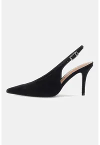 Pantofi din piele intoarsa cu varf ascutit - Negru