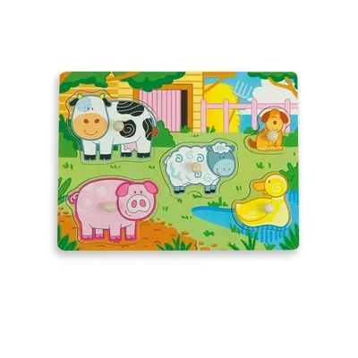 Puzzle din lemn Andreu toys - Ferma, cu indiciu