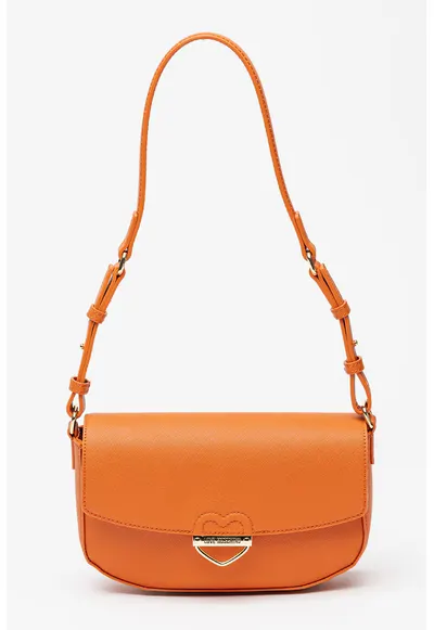 Geanta crossbody din piele ecologica cu clapa - Portocaliu