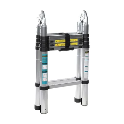 Scara telescopica dubla Detoolz, inaltime maxima 3.2m, 10 trepte, greutate maxima suportata 150 kg