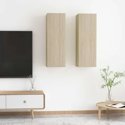 vidaXL Comode TV, 2 buc., stejar Sonoma, 30,5x30x90 cm, lemn prelucrat