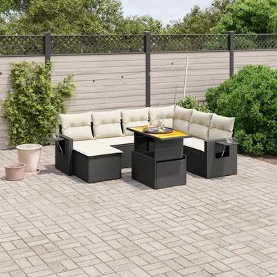 Gossi set mobilier de gradina cu perne, 8 piese, negru, poliratan