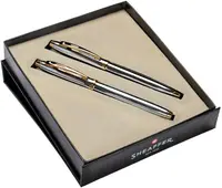 Set stilou și pix cu bilă Sheaffer 100 - Bright Chrome with Gold Trim