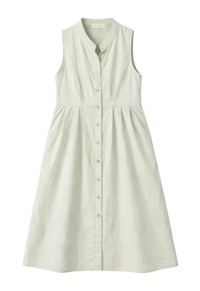 Rochie maxi cu nasturi - din bumbac/poliester - verde deschis