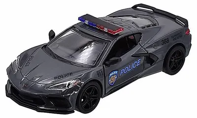 Mașinuță metalică Kinsmart Police Edition - 2021 Chevrolet Corvette, 1:36, gri