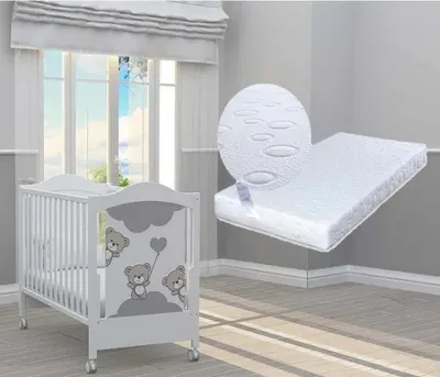 Pătuț Bambino Casa - Tre Orsetti Grigio + cadou saltea Primavera Baby Luxe