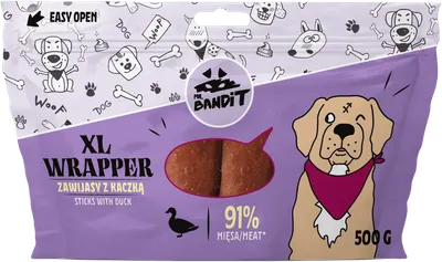 Recompense pentru caini Mr. Bandit WRAPPER XL, 13 cm, rata, 500g