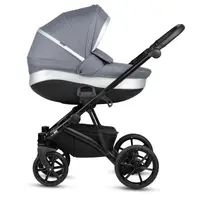Carucior pentru copii Buba Zaza2 Dark Grey 2 in 1 cu suspensii, scaun reversibil, rucsac, suport pahar, plasa insecte si husa ploaie