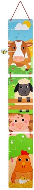 Metru din lemn pentru perete Bigjigs - Animalele din ferma