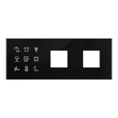 Glass Touch Panels, SpaceLogic, Panou sticla Modbus pat, dublu, 9 butoane+Priza Merten D-Life