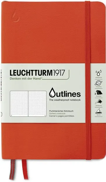 Caiet Leuchtturm1917 - Outlines, B6+, rezistent la apa, portocaliu