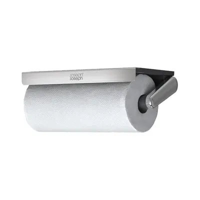 Suport vertical pentru prosoape de bucătărie din hârtie argintiu de montat pe perete din plastic RollGrip – Joseph Joseph