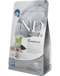 FARMINA N&D White Dog Puppy Mini 1,5 kg biban de mare, spirulină și fenicul, hrană căței și femele gestante sau lactante