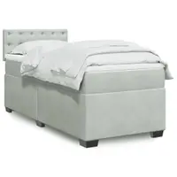 Gossi pat continental cu saltea, gri deschis, 80x200 cm, catifea