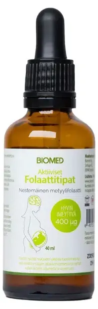Aktiiviset Folaattitipat Acid folic, 40 ml, Biomed