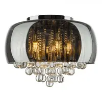 Lampa tavan Aviel 5 Light Flush Smoked Shade With Clear Glass Droppers