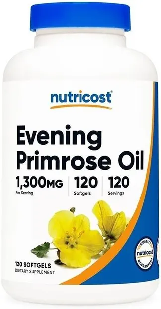 Evening Primrose Oil, 1300 mg, 120 capsule gelatinoase moi, Nutricost