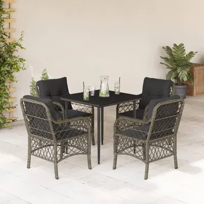 Gossi set mobilier de gradina cu perne, 5 piese, gri, poliratan