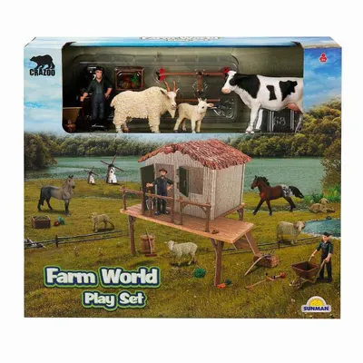 Set figurine, Crazoo, Animale de la ferma, Vaca, Tap si Ied