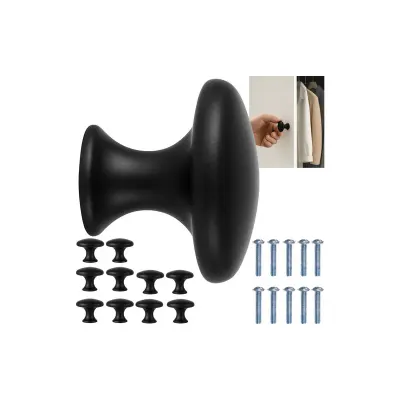 Set 10 manere pentru mobila, stil industrial, negru mat, 30 mm