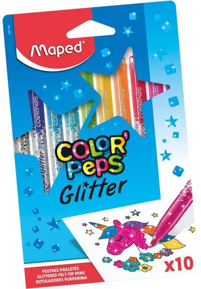 Set carioci Maped Colorpeps Glitter - 10 culori, metalice