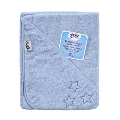 Prosop cu gluga bumbac organic Blue 90x90 cm XKKO