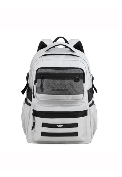 Rucsasc unisex cu buzunare multiple - Gri deschis