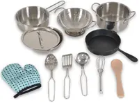 Set de joacă Moni Toys - Ustensile de joaca metalice pentru copii, 12 piese